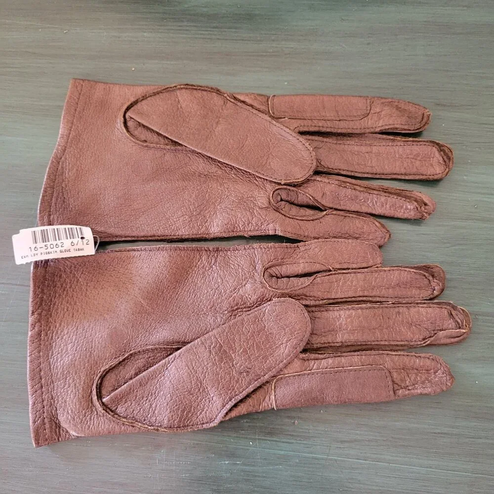 Edwards Marks Genuine Pigskin‎ Leather Gloves Size 6 1/2 Brown Perforated Design